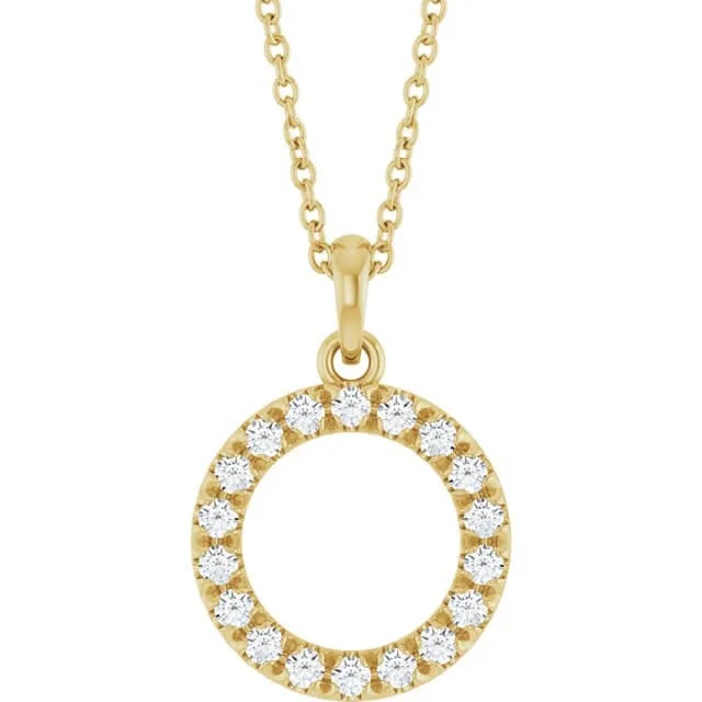 This customizable 14K lab-grown diamond circle pendant necklace is crafted from premium gold or platinum. Eco-friendly, elegant, and perfect for engagements, anniversaries, or any special occasion.