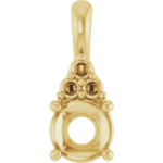 Vintage Gold Pendant Mounting – 6.0mm Round Stone Setting, Small Batch Custom Jewelry