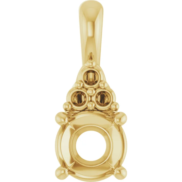 Vintage Gold Pendant Mounting – 6.0mm Round Stone Setting, Small Batch Custom Jewelry