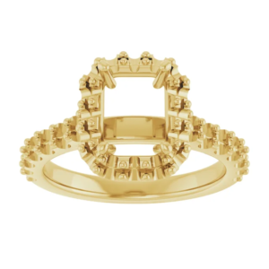 Design your 8x6mm emerald cut double halo engagement ring mounting with one piece MOQ. Small batch production and CAD service available.