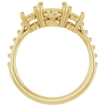 Elevate your love story with our elegant Three Stone Engagement Ring Setting, crafted in 14K gold and customizable for lab diamonds or moissanite stones.