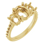 Elevate your love story with our elegant Three Stone Engagement Ring Setting, crafted in 14K gold and customizable for lab diamonds or moissanite stones.