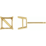 5.5 mm Square Stud Earring Mounting with 4-Prong Setting – Custom Jewelry Base