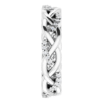 This twisted lab diamond eternity band features a graceful interwoven design, making it a unique and elegant choice for custom fine jewelry lovers. Perfect for stacking or wearing solo.