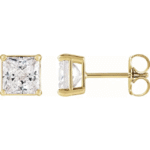 5.5 mm Square Stud Earring Mounting with 4-Prong Setting for Custom Fine Jewelry