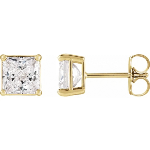 5.5 mm Square Stud Earring Mounting with 4-Prong Setting for Custom Fine Jewelry