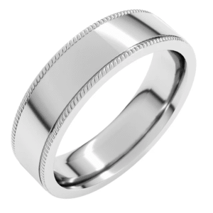 14K White 6 mm Rope Edge Comfort-Fit Flat Band Size 10