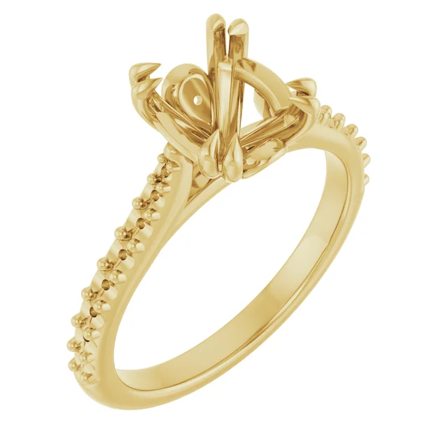 This 9x7 mm oval accented engagement ring mounting offers a perfect balance between center-stone focus and elegant side accents. Ideal for custom solitaire settings.
