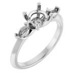 Three Stone Engagement Ring Mounting – 9K 14K 18K Gold or Platinum Customizable Setting for 6.5mm Center Stone