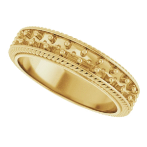 6mm Patterned Flat Band in 14K 18K Gold or Platinum – Custom Wedding Ring Mounting, Comfort Fit Unisex Band