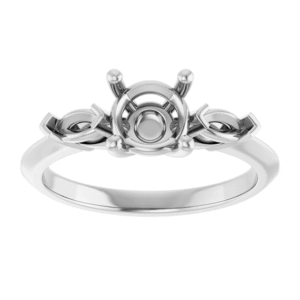 Three Stone Engagement Ring Mounting in Gold or Platinum – Elegant Custom Setting