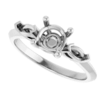 Three Stone Engagement Ring Mounting in Gold or Platinum – Elegant Custom Setting