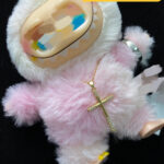 Stylish stainless steel cross necklace for plush art toys and collectible figures. Streetwear-inspired accessory, great for styling mini dolls.