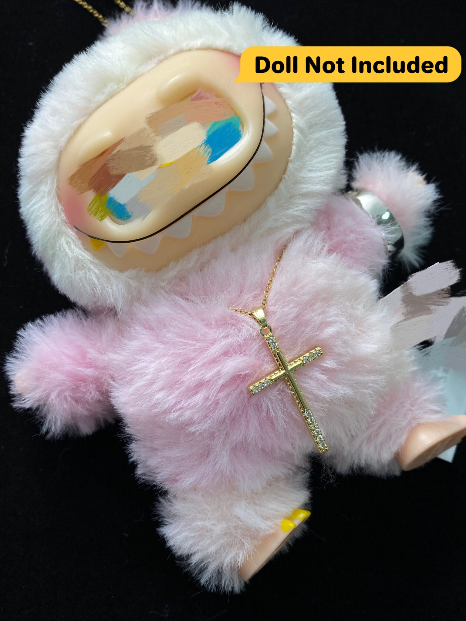 Streetwear Cross Toy Necklace – Stainless Steel Chain for doll