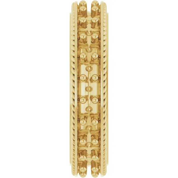 6mm Patterned Flat Band – Gold or Platinum Custom Comfort Fit Ring