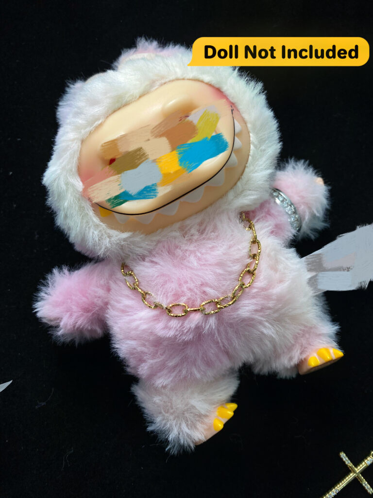 This hippo style art toy necklace is a playful stainless steel accessory made for plush figures and designer dolls. Lightweight and stylish for collectors.