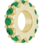 This 2.0mm lab emerald eternity band adds a pop of vivid color to your fine jewelry collection. Each lab-grown emerald sparkles with rich green hues and is precisely set in a full circle, ensuring that elegance radiates from every angle. Although delicate in width, this ring offers undeniable presence when worn alone or as part of a stylish stack.