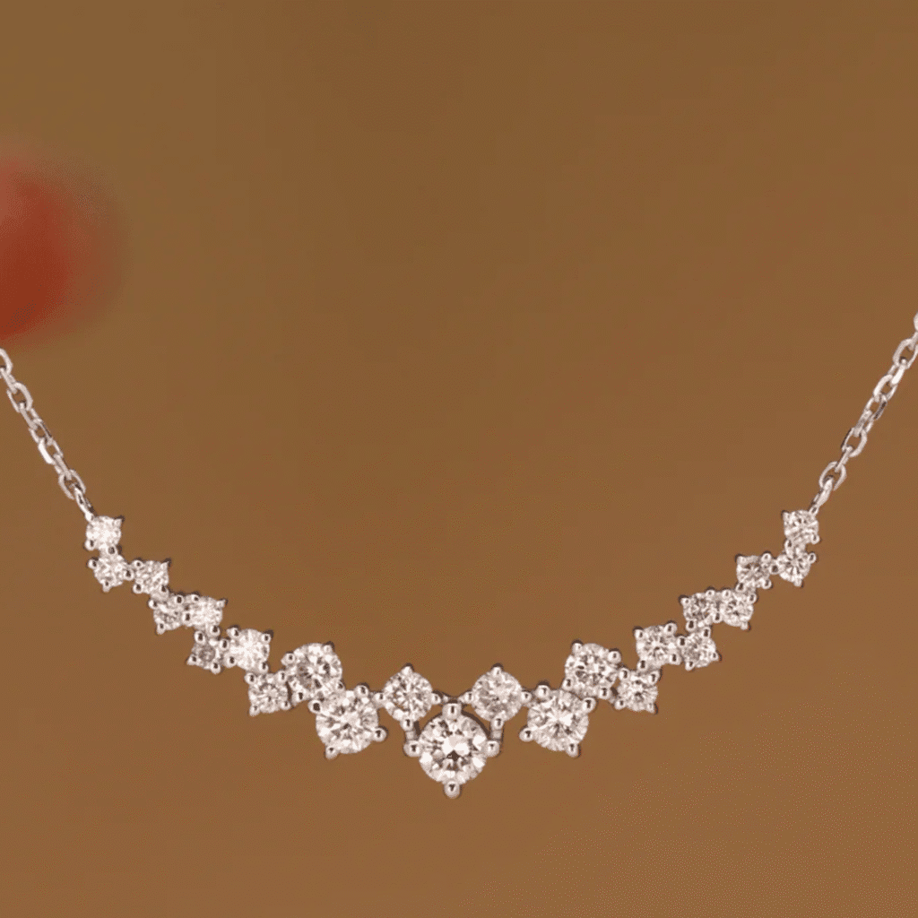 Lab diamond cluster necklace