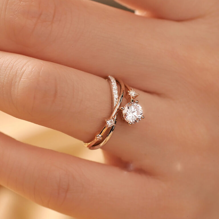 This Nature Inspired Lab Diamond Engagement Ring features a graceful branch design embracing a brilliant round cut lab-grown diamond, capturing the beauty of the natural world. We offer various metal options including 925 sterling silver, 9K/10K/14K/18K gold, and PT950 platinum. Gemstone customization is available, allowing you to choose from lab-grown diamonds, moissanite, cubic zirconia, natural diamonds, or colored gemstones. We also provide engraving services and support custom designs from images. Our professional design team will work closely with you to transform your vision into a one-of-a-kind custom engagement ring.
