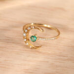 Discover this moon open ring with a chic crescent design. An adjustable, elegant piece of custom moon jewelry, perfect for daily wear or gifts.