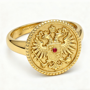 Discover timeless Family Crest Signet Rings handcrafted by Alpha Jewelry. Celebrate your heritage with custom engraved designs in gold, silver, or platinum. Worldwide delivery.