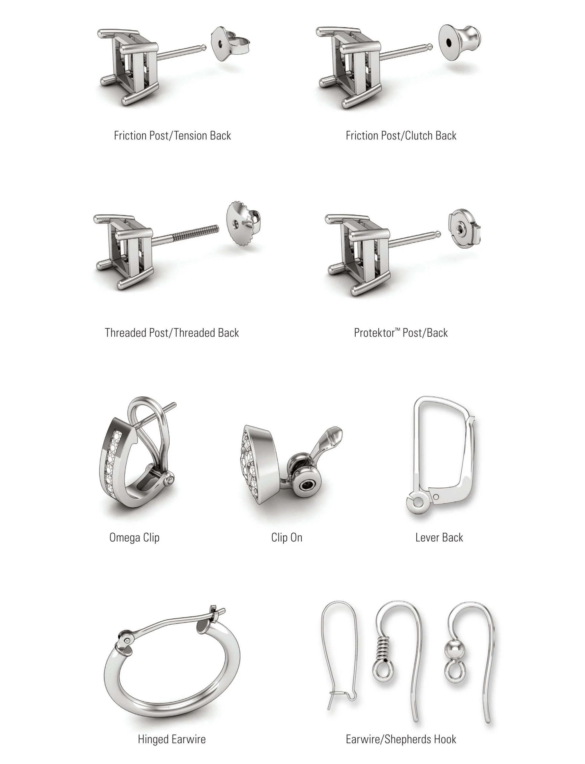 Type of Earrings back