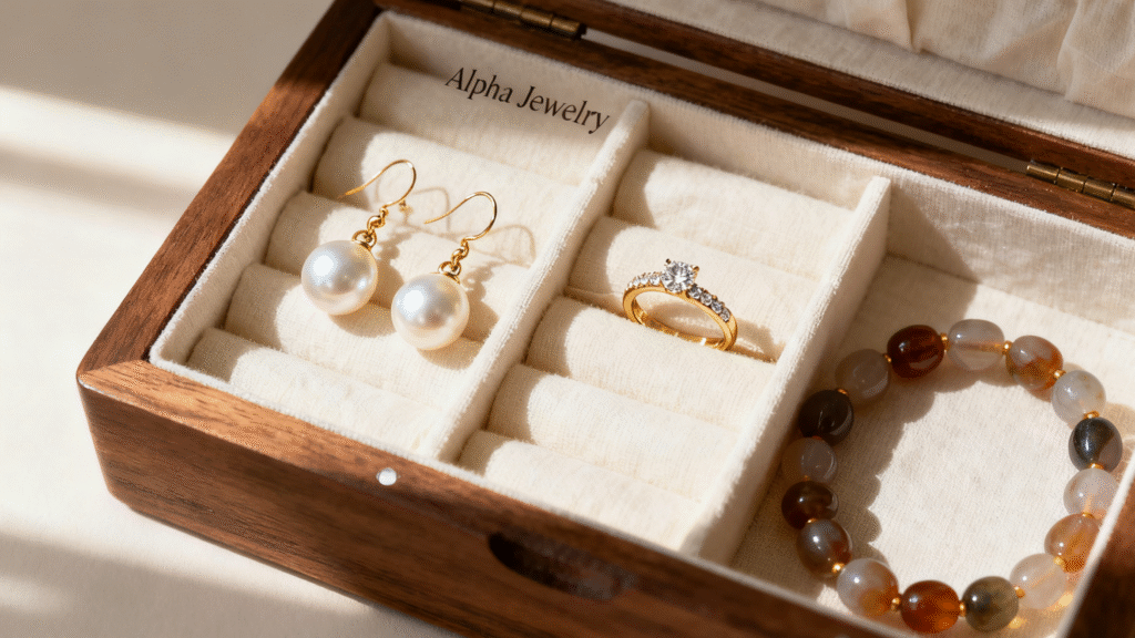 Each piece made by Alpha Jewelry Factory is handcrafted with precision and care. Consequently, they require the same level of attention from the owner. For instance, wiping your jewelry after every wear helps remove natural oils. Also, storing your jewelry flat reduces bending or deformation.
