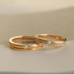 Minimalist custom lab diamond ring set for couple, designed as matching wedding bands. Each ring is handcrafted with carefully selected lab diamonds. Diamond weight may vary slightly, which is standard in fine jewelry production.