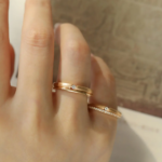 Minimalist custom lab diamond ring set for couple, designed as matching wedding bands. Each ring is handcrafted with carefully selected lab diamonds. Diamond weight may vary slightly, which is standard in fine jewelry production.