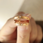 Minimalist custom lab diamond ring set for couple, designed as matching wedding bands. Each ring is handcrafted with carefully selected lab diamonds. Diamond weight may vary slightly, which is standard in fine jewelry production.