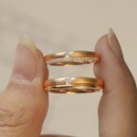 Minimalist custom lab diamond ring set for couple, designed as matching wedding bands. Each ring is handcrafted with carefully selected lab diamonds. Diamond weight may vary slightly, which is standard in fine jewelry production.