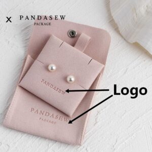 Custom microfiber suede jewelry packaging with logo customization. Available in pink, gray, and gray blue. Soft suede-like texture, durable, 100pcs MOQ.