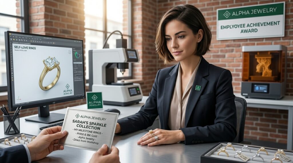 self-love rings, custom jewelry, right hand rings, lab grown diamond jewelry, personalized rings, jewelry manufacturing, fine jewelry, 14K gold rings, bespoke jewelry design, jewelry factory direct