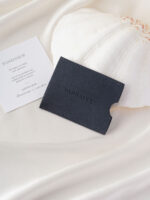 This custom microfiber card holder features a slim design and a soft suede feel. It provides a secure and elegant solution for card branding.