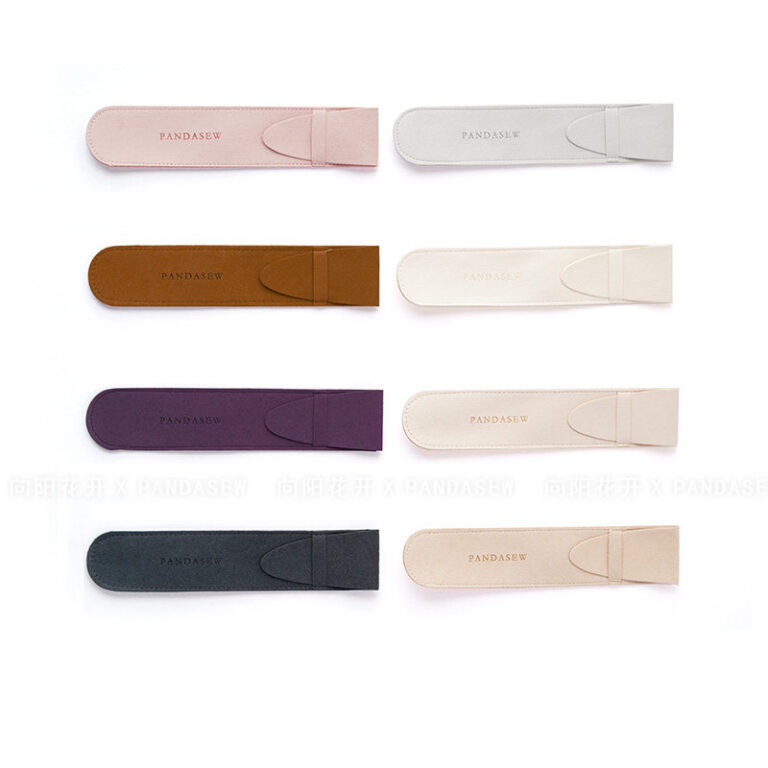 This custom microfiber slim pouch features a long design and a soft suede feel. It provides a secure and elegant solution for small item branding.