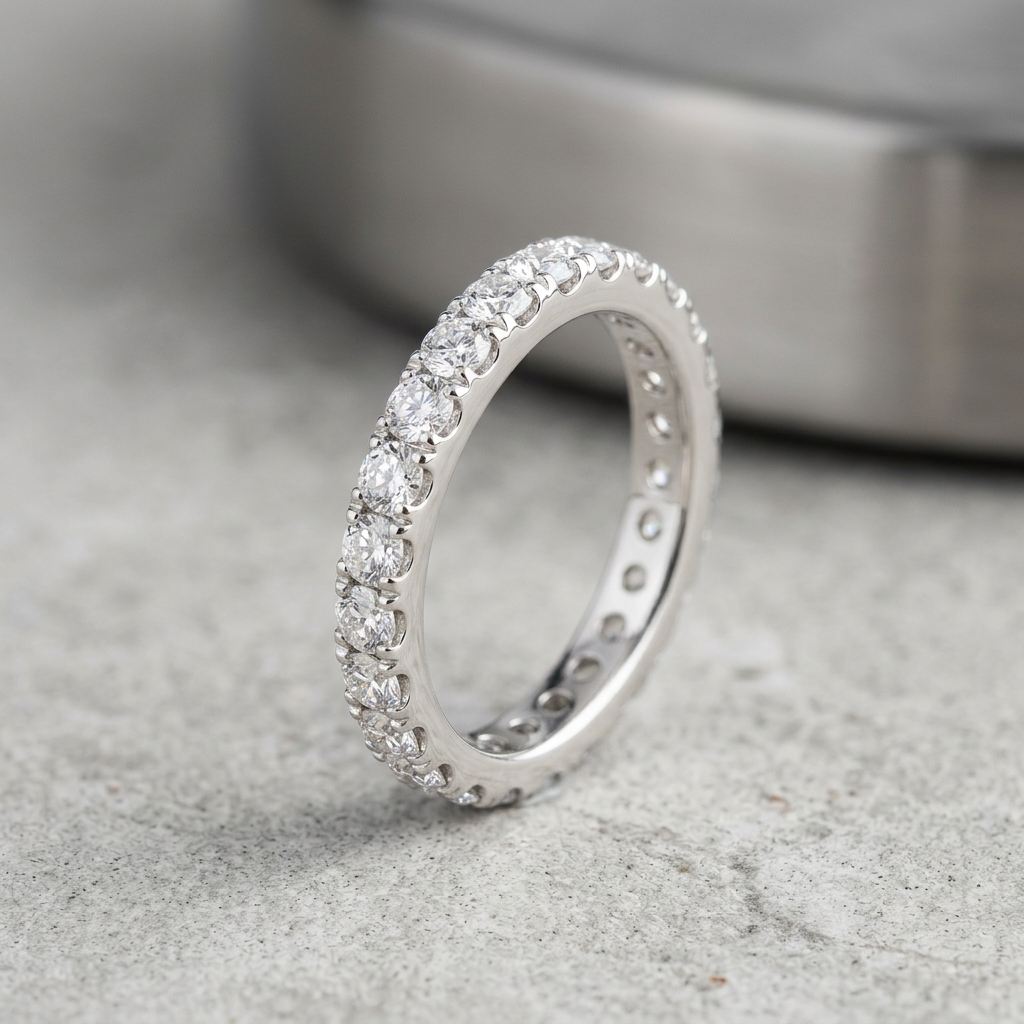 custom lab grown diamond wedding band foundry — Alpha Jewelry