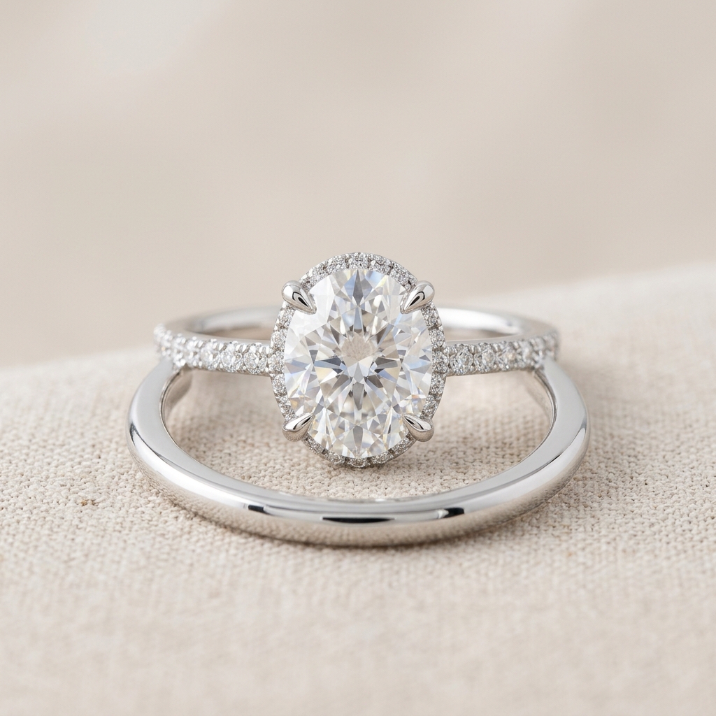 custom lab grown diamond hidden halo ring wholesaler — Alpha Jewelry