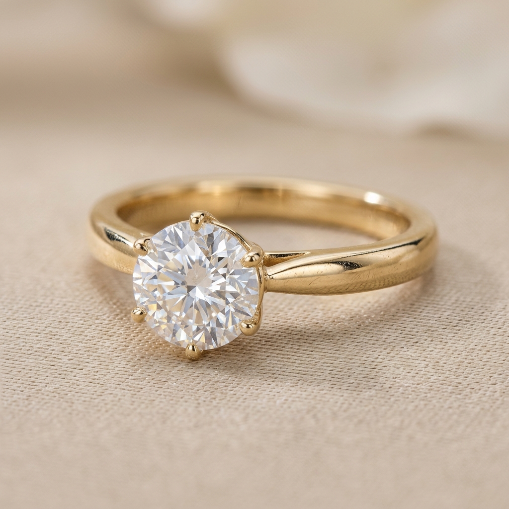 9K yellow gold moissanite engagement ring OEM factory — custom jewelry manufacturing photo 1