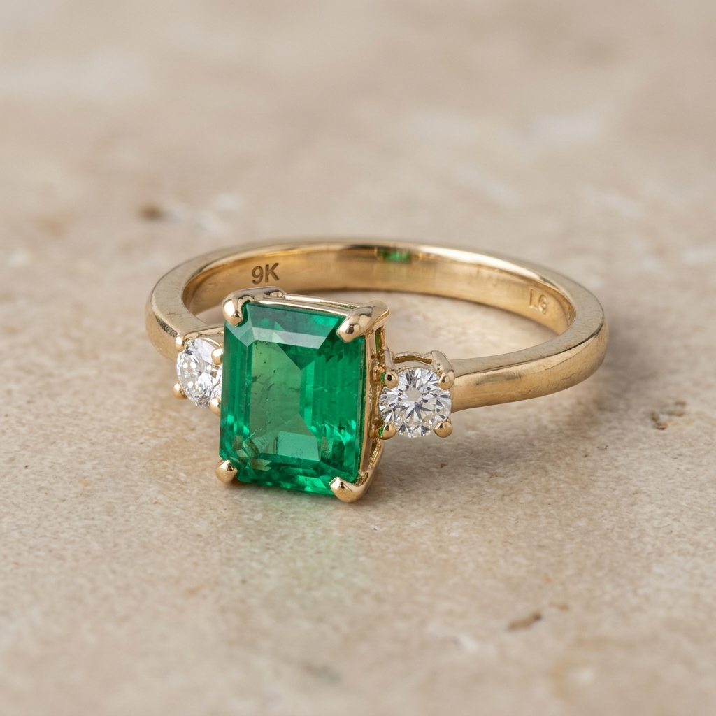 OEM 9K yellow gold CZ engagement ring manufacturer — custom jewelry manufacturing photo 1