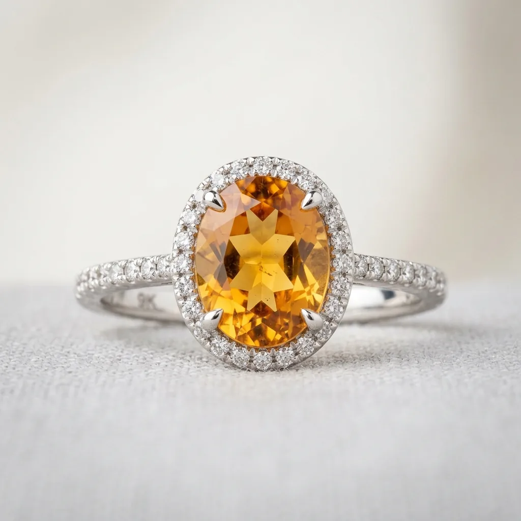 private label 9K white gold citrine engagement ring supplier custom jewelry manufacturing photo
