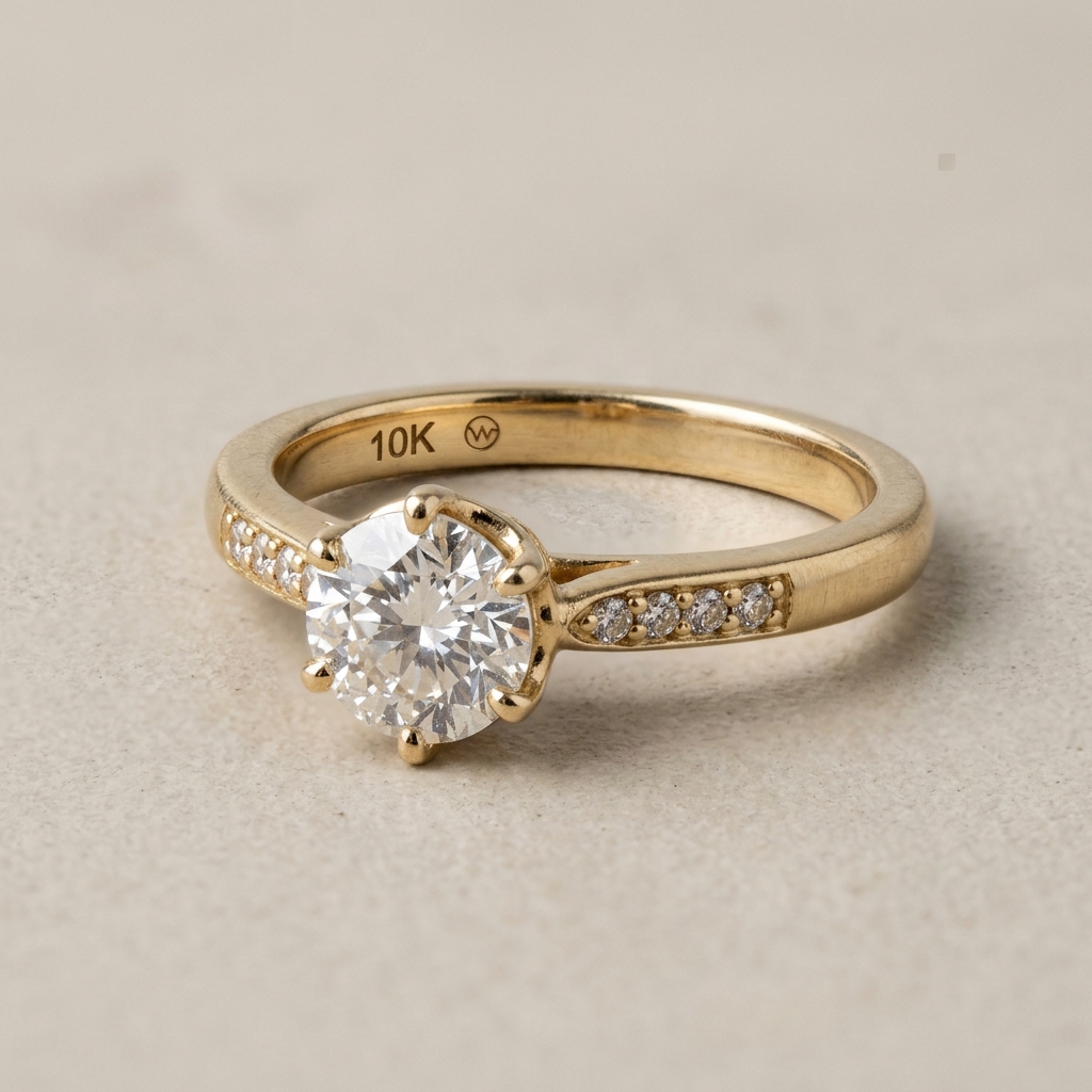 custom CAD design for 10K yellow gold natural diamond engagement ring — custom jewelry manufacturing photo 1