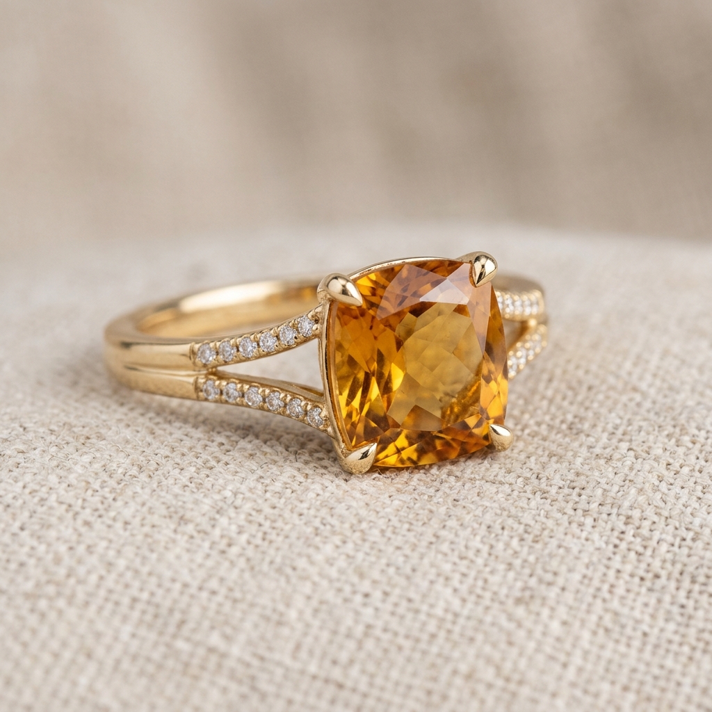 OEM 10K yellow gold citrine engagement ring manufacturer — custom jewelry manufacturing photo 1