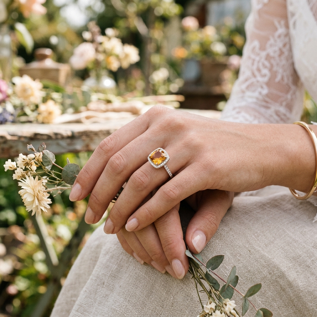 private label 9K white gold citrine engagement ring supplier — Alpha Jewelry… private label 9K white gold citrine engagement ring supplier — custom jewelry manufacturing photo 2