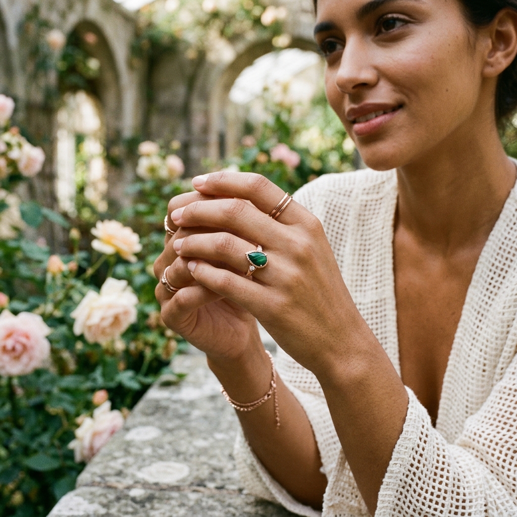 OEM 9K rose gold malachite engagement ring manufacturer — Alpha Jewelry Blog… OEM 9K rose gold malachite engagement ring manufacturer — custom jewelry manufacturing photo 2