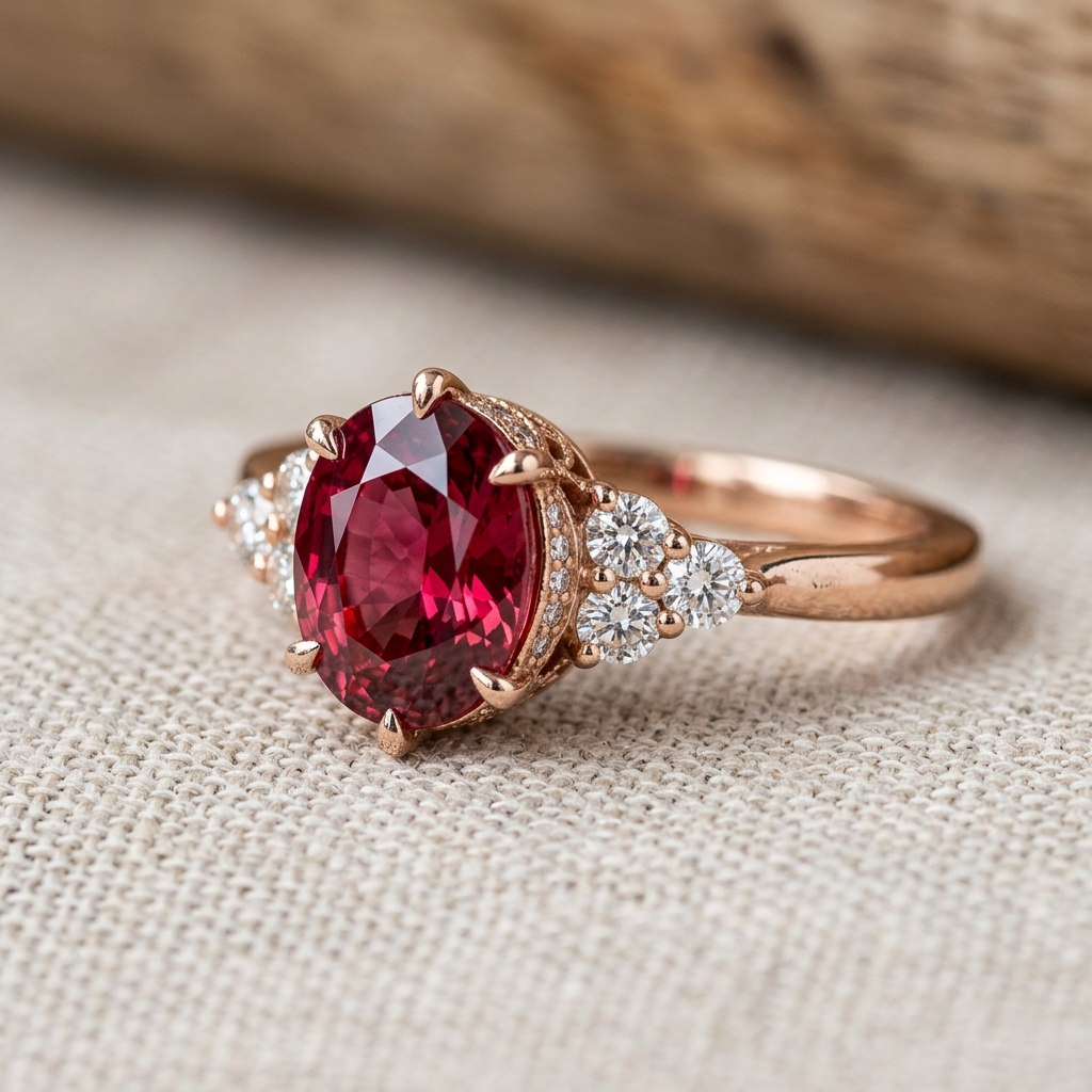 OEM 9K rose gold spinel engagement ring manufacturer — custom jewelry manufacturing photo 1
