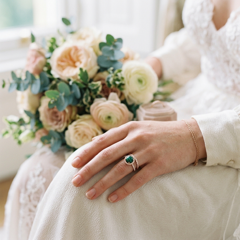 private label 9K rose gold malachite engagement ring supplier — Alpha Jewelry… private label 9K rose gold malachite engagement ring supplier — custom jewelry manufacturing photo 2