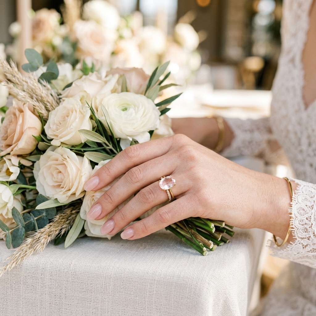custom 10K yellow gold rose quartz engagement ring — Alpha Jewelry Blog Image 2 custom 10K yellow gold rose quartz engagement ring — custom jewelry manufacturing photo 2