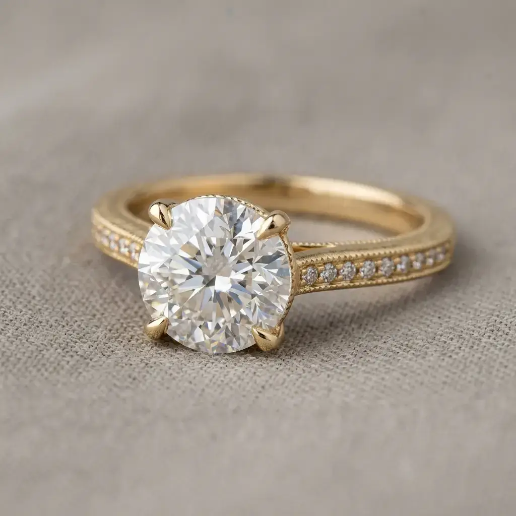 private label 9K yellow gold lab-grown diamond custom ring supplier — custom jewelry manufacturing photo 1