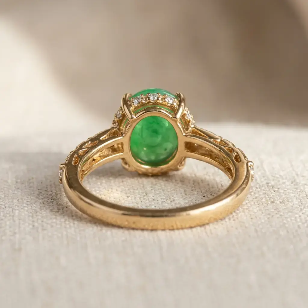 private label 10K yellow gold jade engagement ring supplier — custom jewelry manufacturing photo 1