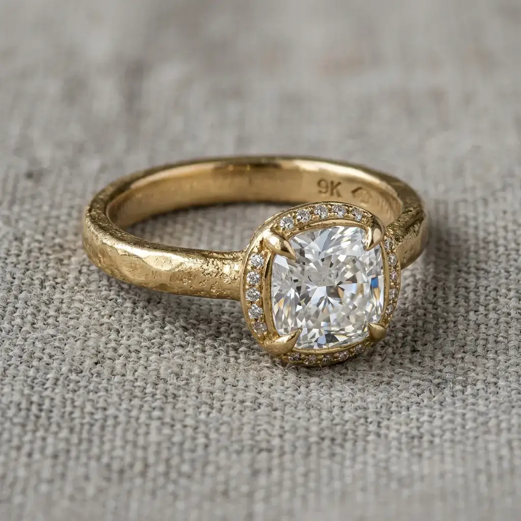 small batch 9K yellow gold lab-grown diamond custom ring manufacturer — custom jewelry manufacturing photo 1